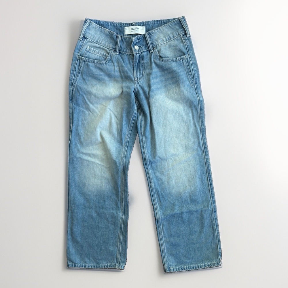 Hollister Low Rise Baggy Jeans Women's W26 Regular Light Wash Wide Leg Denim